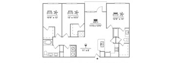 C4 Floor Plan at Cue Luxury Apartments, Cypress, 77433