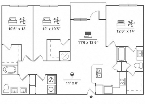 C4 Floor Plan at Cue Luxury Apartments, Cypress, 77433