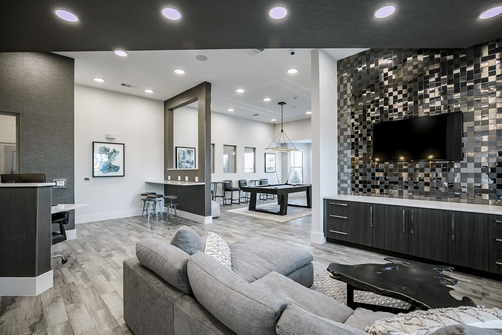 Clubhouse Interior at Cue Luxury Apartments, Cypress