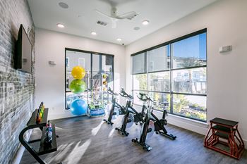 Peloton Bikes at Cue Luxury Apartments, Texas