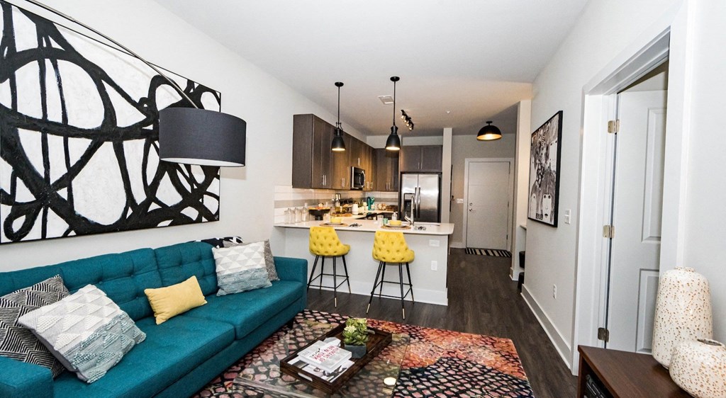 Living Room With Kitchen View at The Collective NoDa, North Carolina, 28205