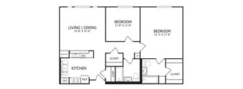 The Rose Floor Plan at The Maywood, Oklahoma City, Oklahoma
