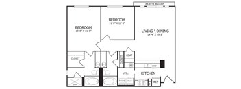 The Zeppelin Floor Plan at The Maywood, Oklahoma City, 73104