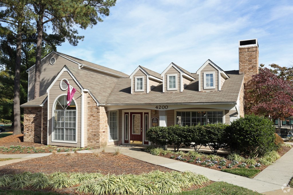 a house with an flag in front of it