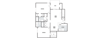 A black and white floor plan of a house with labeled rooms.