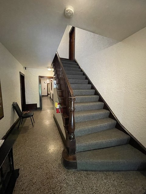 a look down the stairs from the top of the stairs