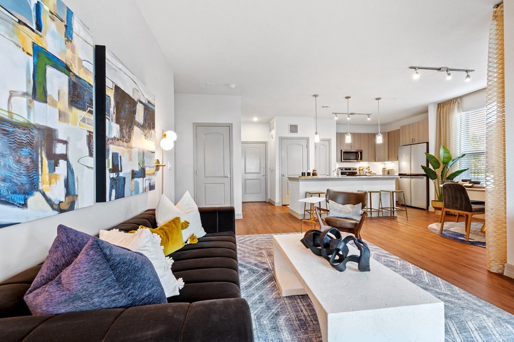 Open living and dining area