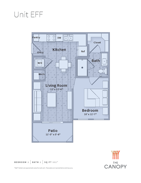 Efficiency 1 bedroom apartment