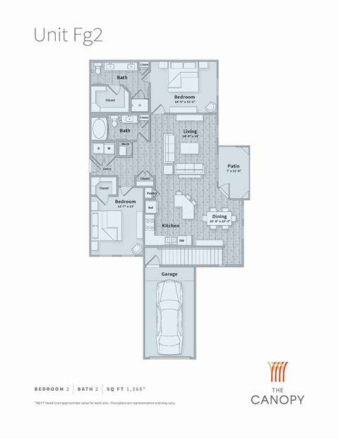 2 Bedroom apartment with attached garage