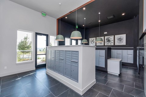 Resident mailroom with package lockers