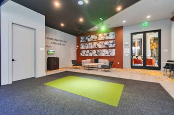 Golf Game Simulator Room with seating
