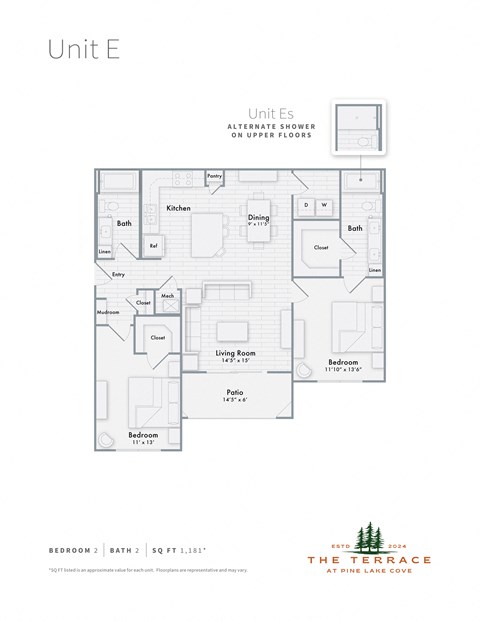 Unit E apartment floor plan