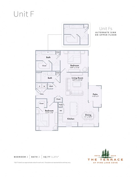 Unit F apartment floor plan