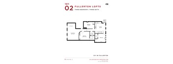 A floor plan for a property at 1511 W Fullerton shows a living room, three bedrooms, a kitchen, and three bathrooms.