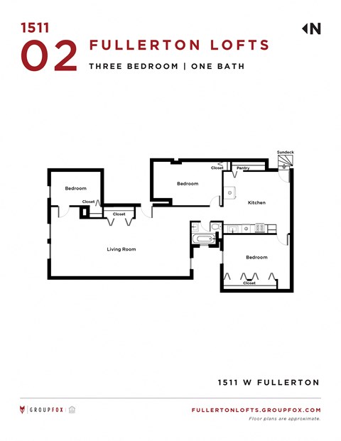 Fullerton Lofts Three Bedroom Floor Plan