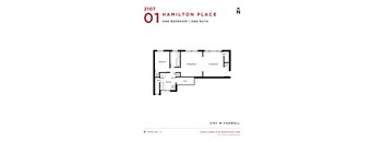 Hamilton Place One Bedroom Floor Plan