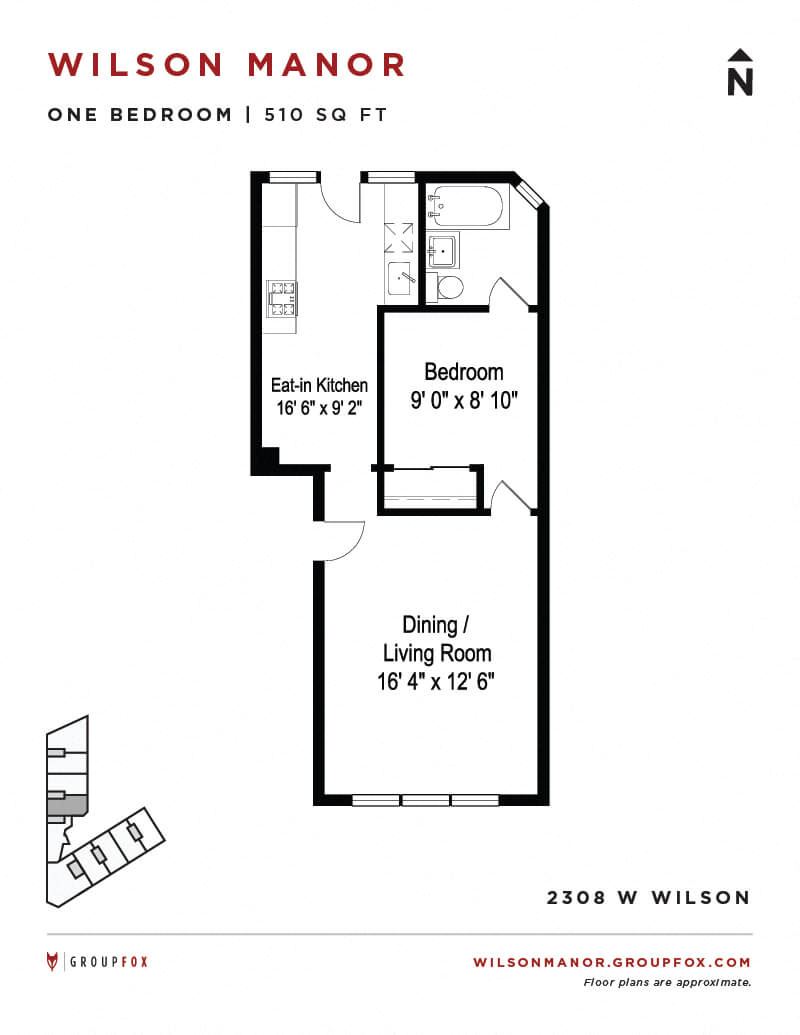 Group Fox - Wilson Manor - One Bedroom Floorplan Group Fox - Wilson Manor - One Bedroom Floorplan