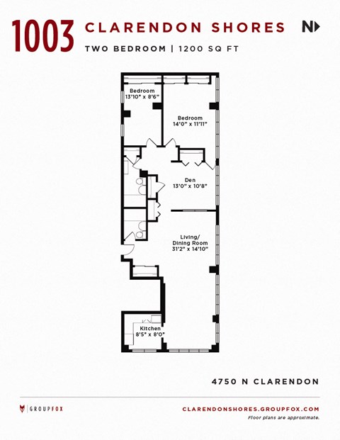 Clarendon Shores Chicago Two Bedroom Apartment