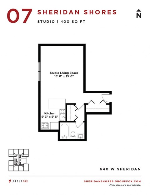 Sheridan Shores - Studio Floorplan