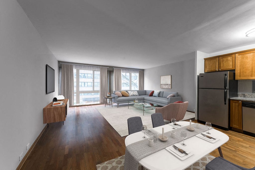 The Van der Rohe Living Room and Kitchen