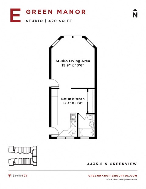 Green Manor - Studio Floorplan E
