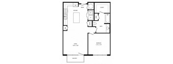 a floor plan of a house with a bedroom and a living room