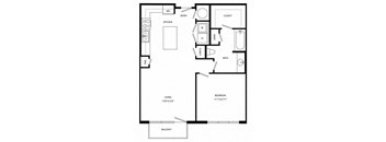 a floor plan of a house with a bedroom and a living room