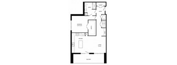 a floor plan of a small house with a bedroom and a living room