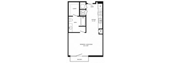 a floor plan of a small house with a bedroom and a living room