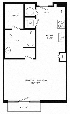 a floor plan of a small house with a bedroom and a living room