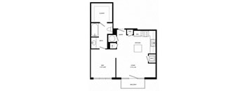 a floor plan of a small house with a bedroom and a living room