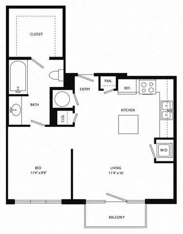 a floor plan of a small house with a bedroom and a living room