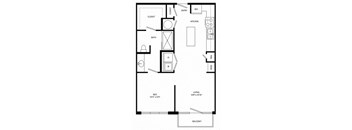 a floor plan of a small house with a bedroom and a living room