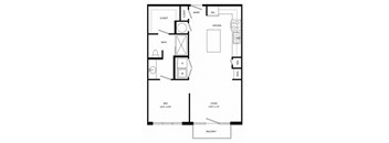 a floor plan of a small house with a bedroom and a living room