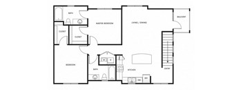 a floor plan of a house with bedrooms and a living room