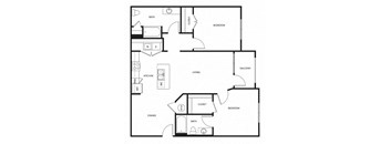 a floor plan of a residence with a bedroom and a living room