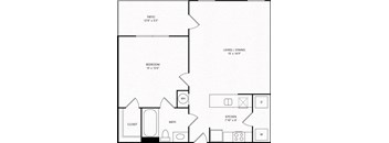 One-Bedroom Floor Plan A1L | Sovereign Overland Park Apartments
