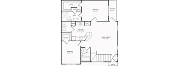 a floor plan of a house with bedrooms and baths and a staircase