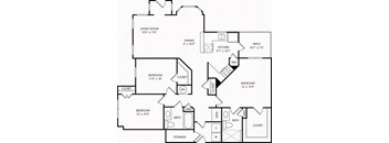 a floor plan of a house with bedrooms and a living room