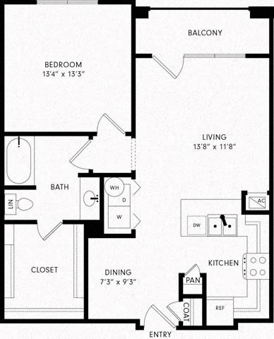 One-Bedroom Floor Plan A2 | Axis Kessler Park Apartments