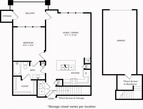 One-Bedroom Floor Plan A3G | Axis Kessler Park Apartments