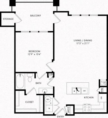 One-Bedroom Floor Plan A3 | Axis Kessler Park Apartments