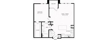One-Bedroom Floor Plan A4 | Axis Kessler Park Apartments