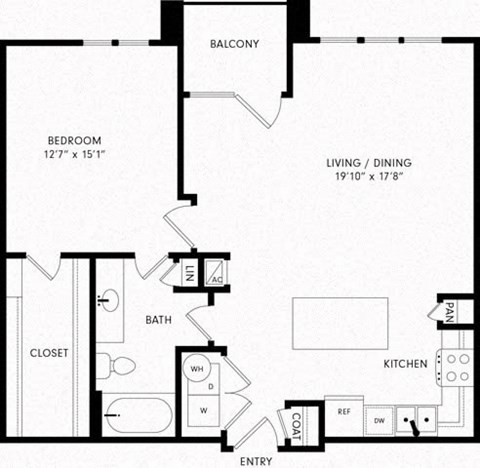 One-Bedroom Floor Plan A4 | Axis Kessler Park Apartments