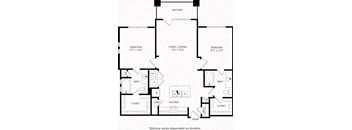 Two-Bedroom Floor Plan B1 | Axis Kessler Park Apartments