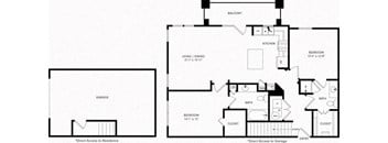 Two-Bedroom Floor Plan B2G | Axis Kessler Park Apartments