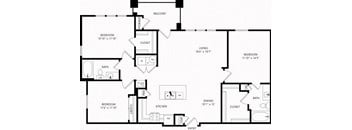 Three-Bedroom Floor Plan C1 | Axis Kessler Park Apartments