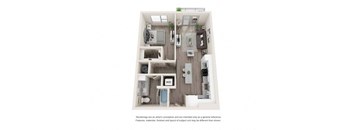 One-Bedroom Floor Plan A2|26 at City Point Apartments
