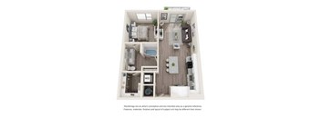 One-Bedroom Floor Plan A4 | 26 at City Point Apartments