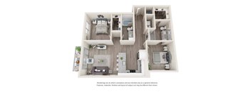 Two-Bedroom Floor Plan B3|26 at City Point Apartments